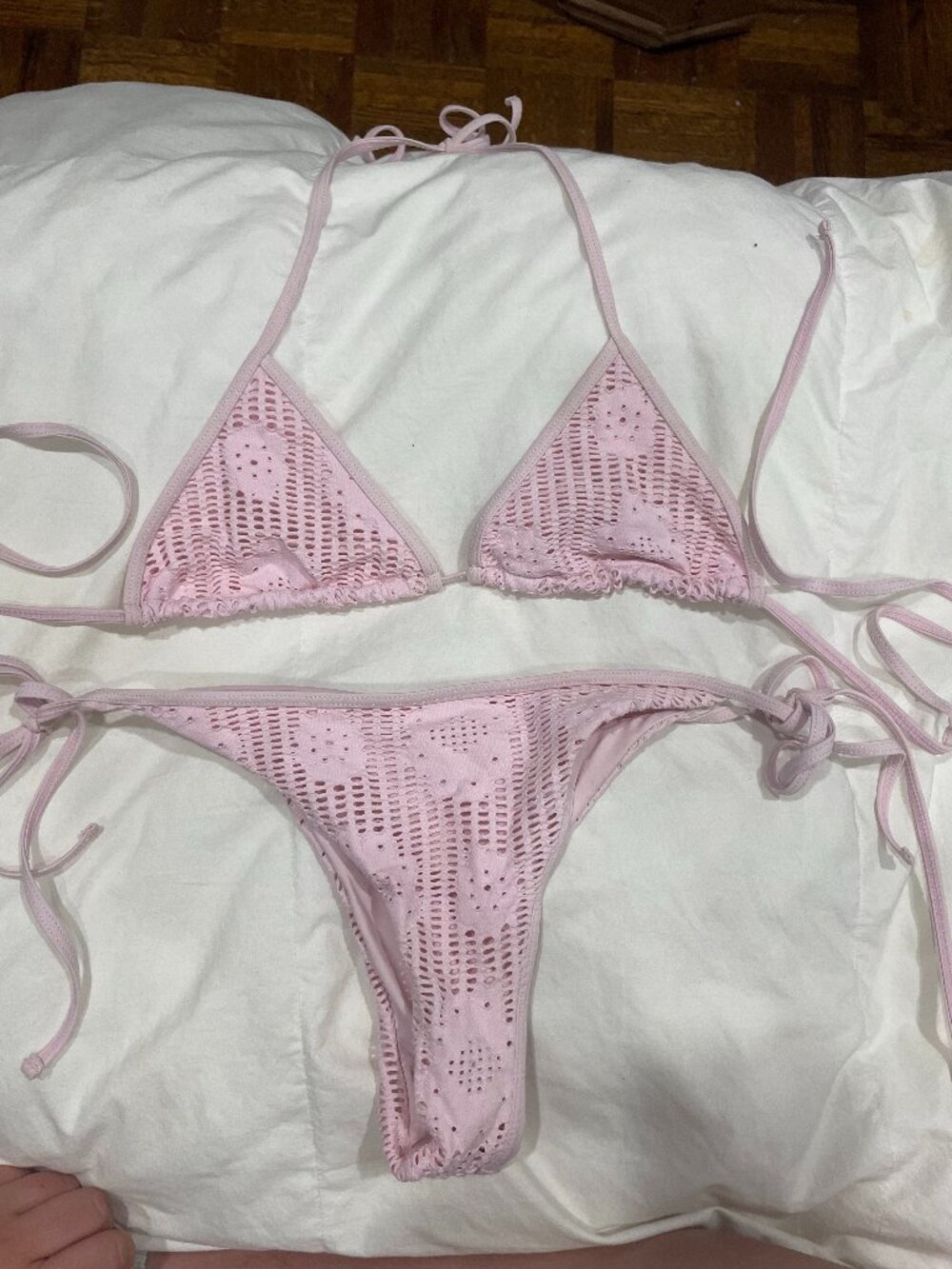 Frankies Bikinis Light Pink Set Size Small Top Large Bottoms